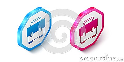 Isometric Toolbox icon isolated on white background. Tool box sign. Hexagon button. Vector Stock Photo