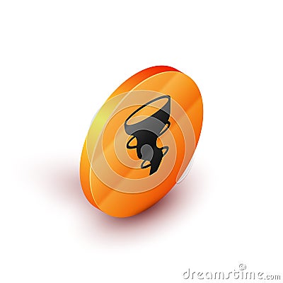 Isometric Tornado icon isolated on white background. Orange circle button. Vector Vector Illustration