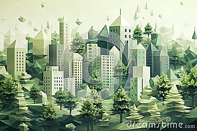 Isometric town abstract city elements tree modern park architecture house street skyscraper building illustration Cartoon Illustration