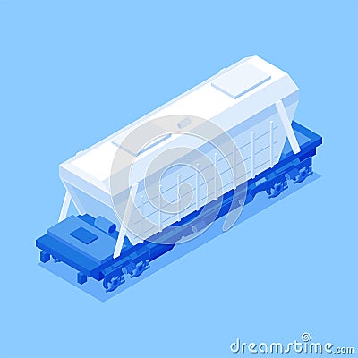 Isometric train van express cargo transportation vector freight railway order fast delivery Vector Illustration