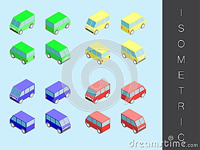 Isometric transport icon set. Vector Illustration