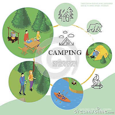 Isometric Travel And Tourism Template Vector Illustration
