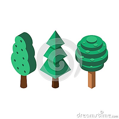 Isometric Tree Icons Vector Illustration