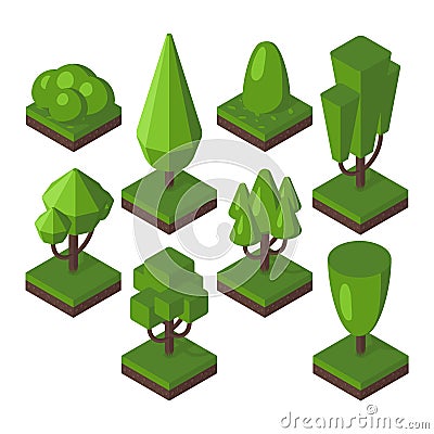 Isometric tree vector illustration. Vector Illustration