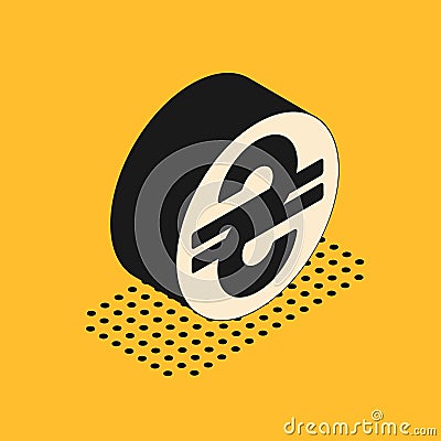 Isometric Ukrainian hryvnia icon isolated on yellow background. Vector Vector Illustration