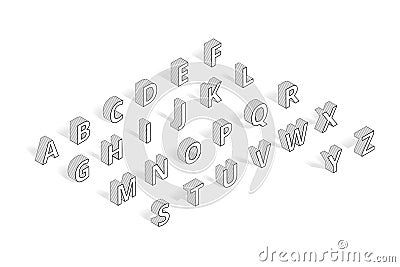 Isometric vector font alphabet line art Vector Illustration