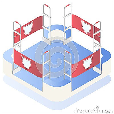 Isometric vector. Preventing shoplifting scanner gate system on all sides. Anti-theft sensor gates with. Security system Vector Illustration