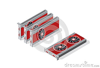Isometric video graphic card Vector Illustration