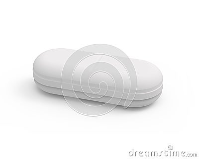 Isometric View of Empty Medicine Pill Isolated on White Background Close-Up. Stock Photo
