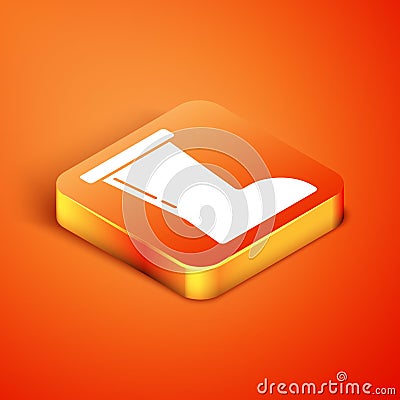 Isometric Waterproof rubber boot icon isolated on orange background. Gumboots for rainy weather, fishing, gardening Vector Illustration