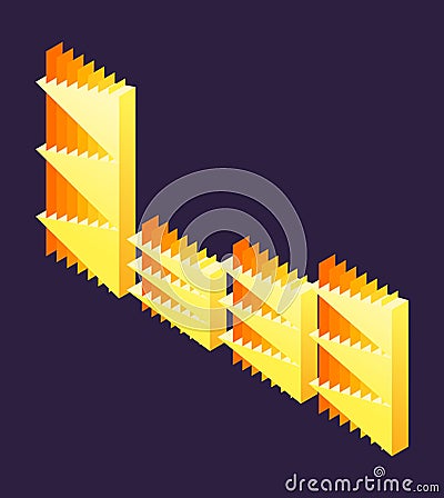 Isometric wave chart. Colorful infographic design. Design element for business presentation, statistics of data or Vector Illustration