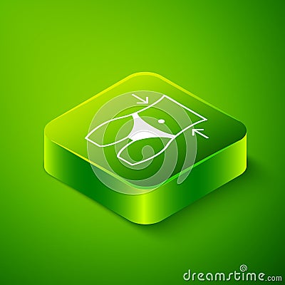 Isometric Women waist icon isolated on green background. Green square button. Vector Stock Photo