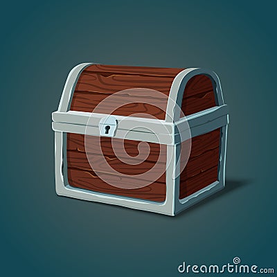 Isometric wooden dower chest or pirate crate Vector Illustration