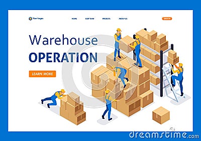 Isometric Workers in a warehouse Vector Illustration