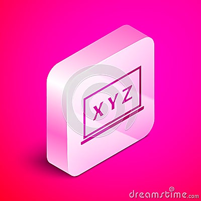 Isometric XYZ Coordinate system on chalkboard icon isolated on pink background. XYZ axis for graph statistics display Vector Illustration