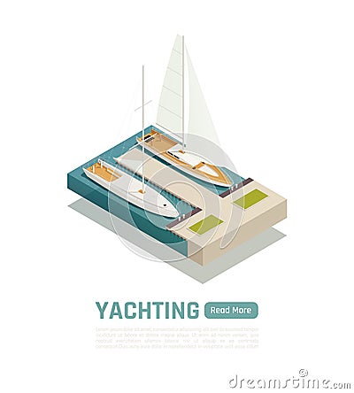 Isometric Yachting Banner Vector Illustration