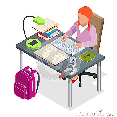 Isometric young people and student concept. Vector Illustration