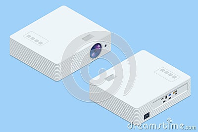 Isometrric Modern Video Projector, Video Projector for Work Presentation Vector Illustration