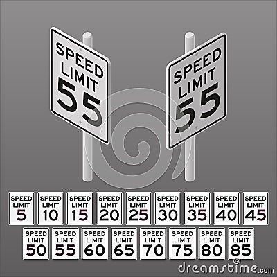 Isometry ilustration of road sign speed limit Vector Illustration