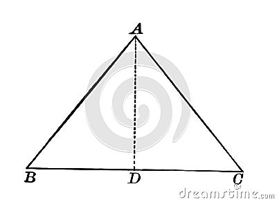 Isosceles Triangle With Interior Segment Drawn vintage illustration Vector Illustration