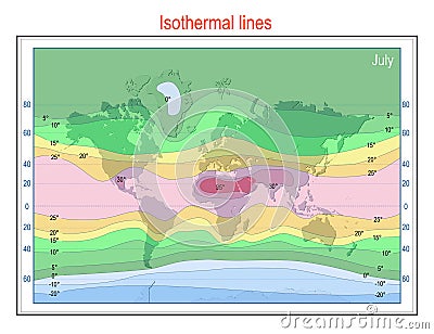 Isothermal lines map Vector Illustration