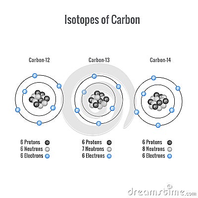 Isotopes of Carbon vector illustration Vector Illustration