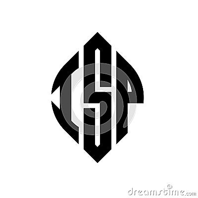 ISP circle letter logo design with circle and ellipse shape. ISP ellipse letters with typographic style. The three initials form a Vector Illustration