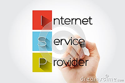 ISP - Internet Service Provider acronym, technology concept background Stock Photo