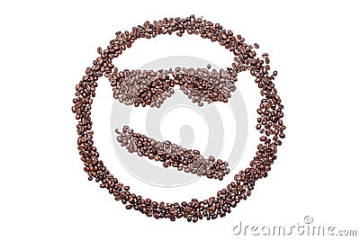 Ispectacled rritated confused smiley of coffee beans isolated on white background Stock Photo