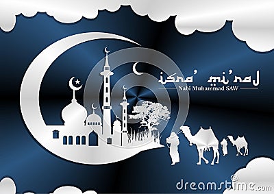 Isra` Mi`raj background with mosque Stock Photo