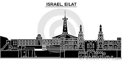 Israel, Eilat architecture vector city skyline, travel cityscape with landmarks, buildings, isolated sights on Vector Illustration