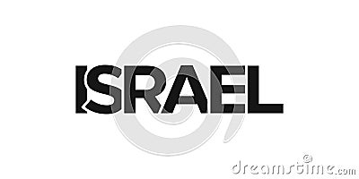 Israel emblem. The design features a geometric style, vector illustration with bold typography in a modern font. The graphic Vector Illustration