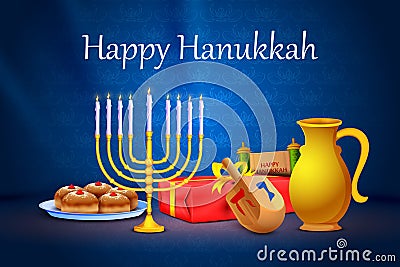 Israel festival Happy Hanukkah background Vector Illustration