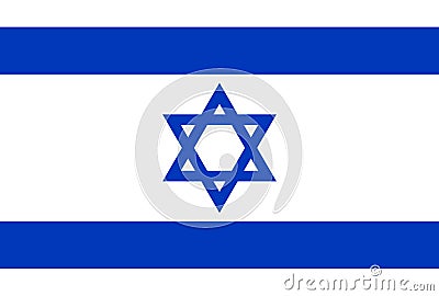 Israel flag. Israeli official national flag. Icon of judaism and hebrew. Blue david star on white background. Banner of israel Vector Illustration