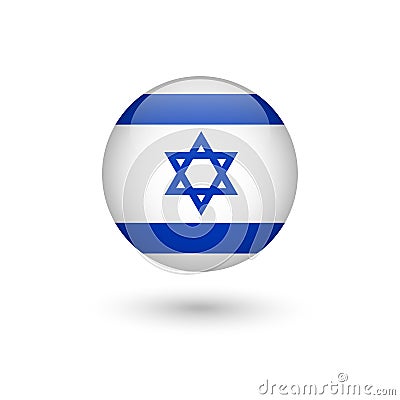Israel flag round glossy Vector Illustration