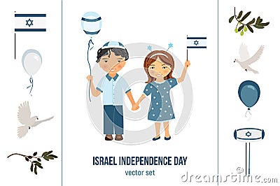 Israel independence day clipart set Vector Illustration