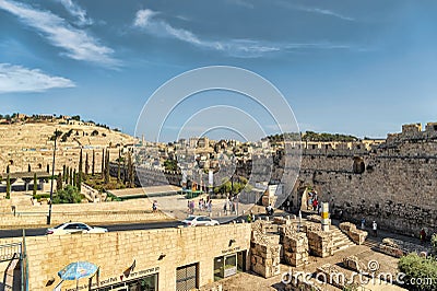 Israel, Jerusalem 15th September 2017, view on the Dung gate, from a high point of view, where people go in and out Editorial Stock Photo