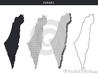 Israel map vector collection, abstract patterns Vector Illustration