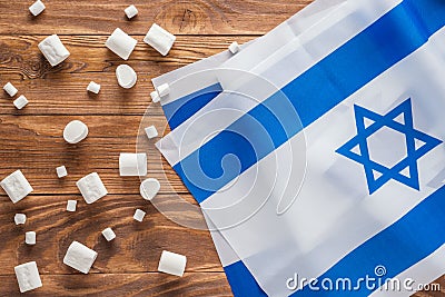 Israel national flags and marshmallows Stock Photo
