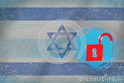 Israel network unprotected. Network defense concept. Stock Photo