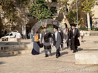 Israel. Orthodox Jews on the street of Jerusalem Editorial Stock Photo
