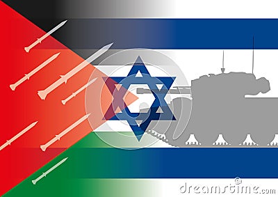 Israel palestine flags Stock Photo