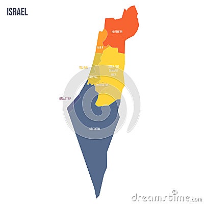 Israel political map of administrative divisions Vector Illustration