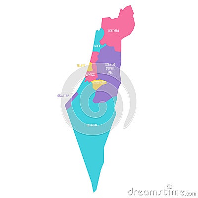 Israel political map of administrative divisions Vector Illustration