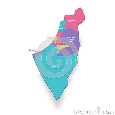 Israel political map of administrative divisions Vector Illustration