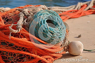 Israel Yafo Aviv Tel port sea mediterranean industry fishing image colorful harbar rope net Fishing Stock Photo