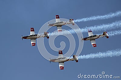 The Israeli Air Force Aerobatic team during Israel`s Annual Independence Day celebration Editorial Stock Photo