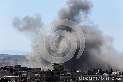 Israeli air strikes on the Gaza Strip Editorial Stock Photo