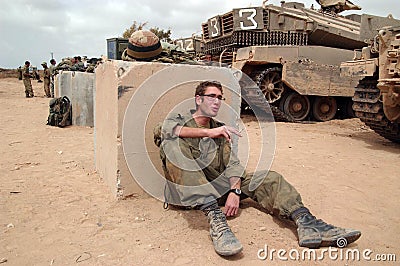 Israeli army soldiers resting during ceasefire Editorial Stock Photo
