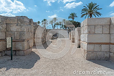 The Israelite gate at Tel Megiddo in Israel Stock Photo